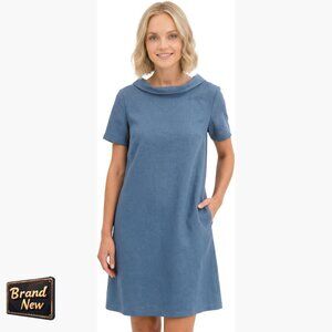 Linen A-Line Dress with Pockets, Short Sleeve Casual Wear